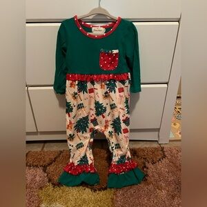 Festive Green and Red Kids One Piece
